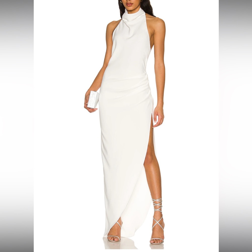 White revolve high neck dress - samba gown in ivory